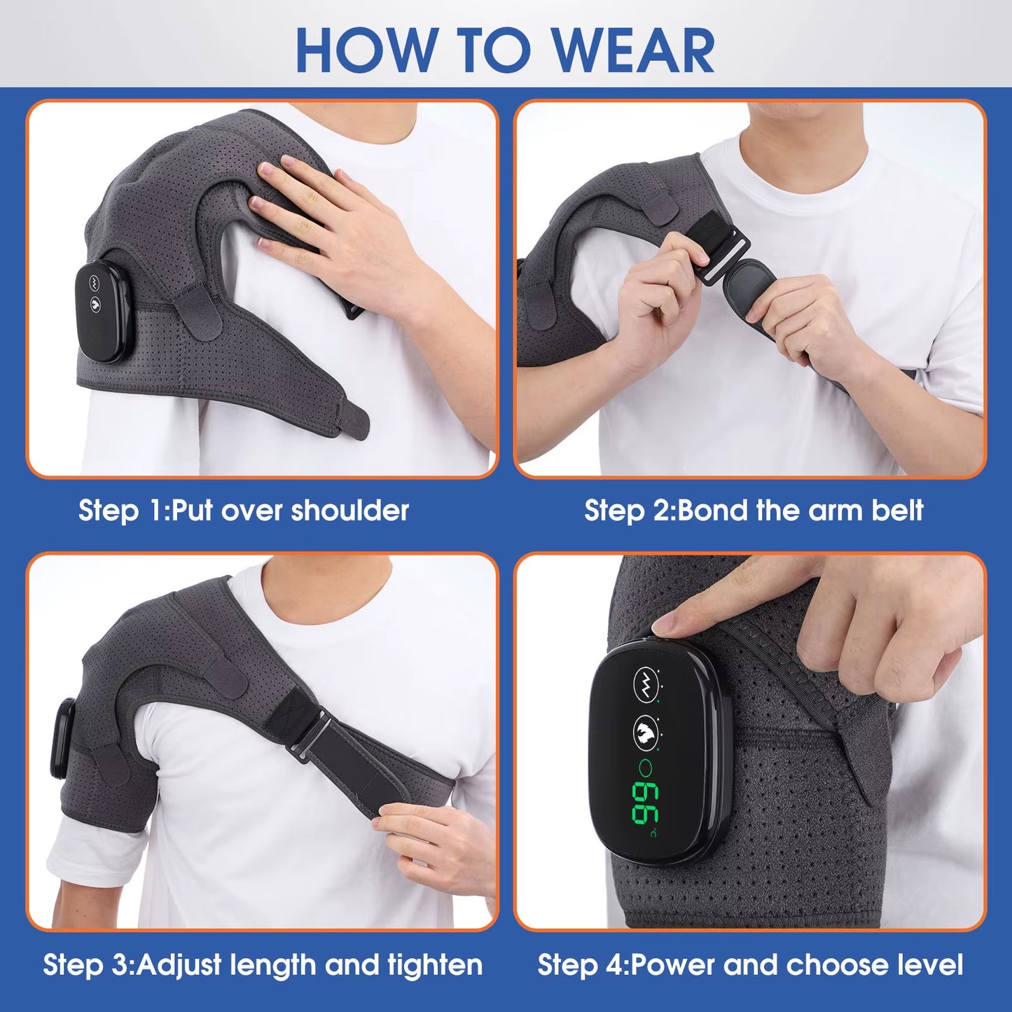 Electric Shoulder Massager with Thermal Therapy, Elbow Support Belt, Vibration Knee Heating Pad, and Joint Care Warming Massage Brace