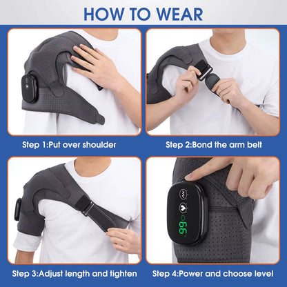 Electric Shoulder Massager with Thermal Therapy, Elbow Support Belt, Vibration Knee Heating Pad, and Joint Care Warming Massage Brace