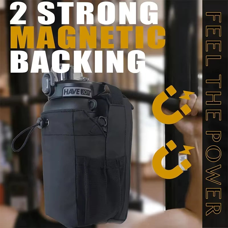 Large Capacity Magnetic Gym Bag with Phone Pocket and Water Bottle Pouch - Portable Gym Accessories Organizer