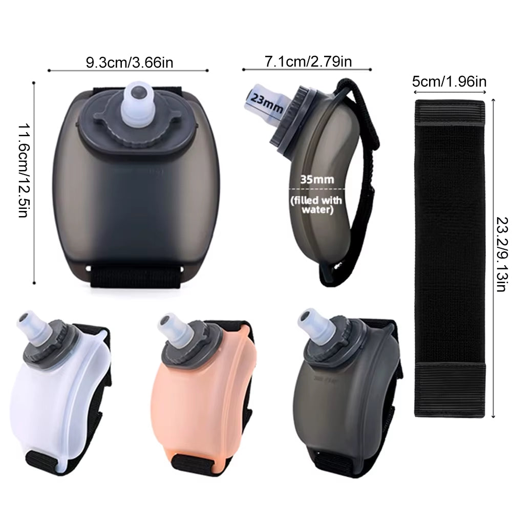 Silicone Wrist-Mounted Water Bottle for Hands-Free Hydration During Sports and Outdoor Activities
