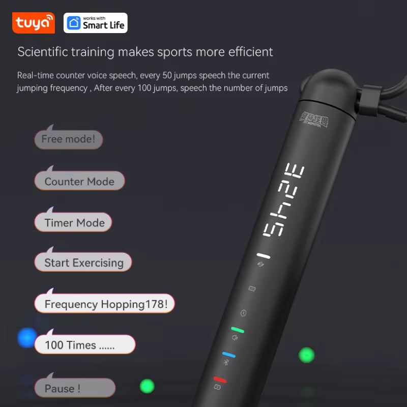 Tuya Smart Jump Rope with App Data Analysis - Ideal for Home Gym, Crossfit, and Exercise Tracking for Men and Women