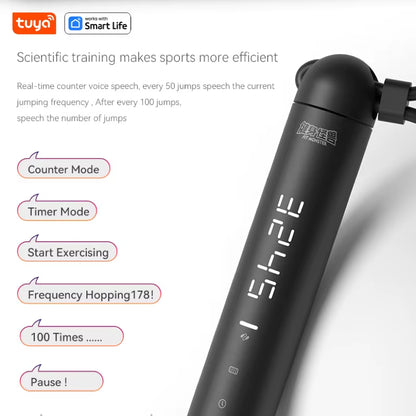 Tuya Smart Jump Rope with App Data Analysis - Ideal for Home Gym, Crossfit, and Exercise Tracking for Men and Women