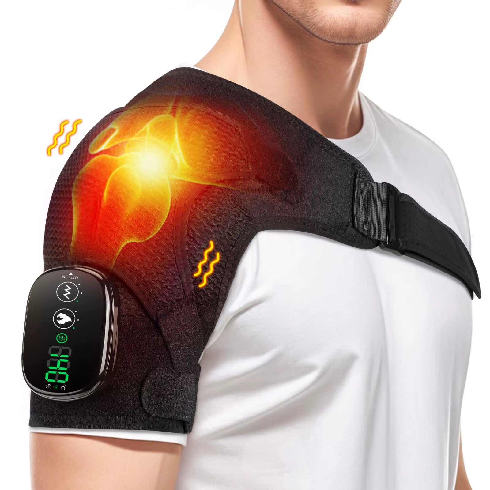 Electric Shoulder Massager with Thermal Therapy, Elbow Support Belt, Vibration Knee Heating Pad, and Joint Care Warming Massage Brace