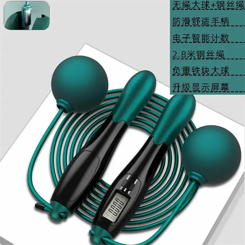 Intelligent Cordless Jump Rope with Negative Weight Ball and Steel Wire for Adult Training and Fitness Equipment