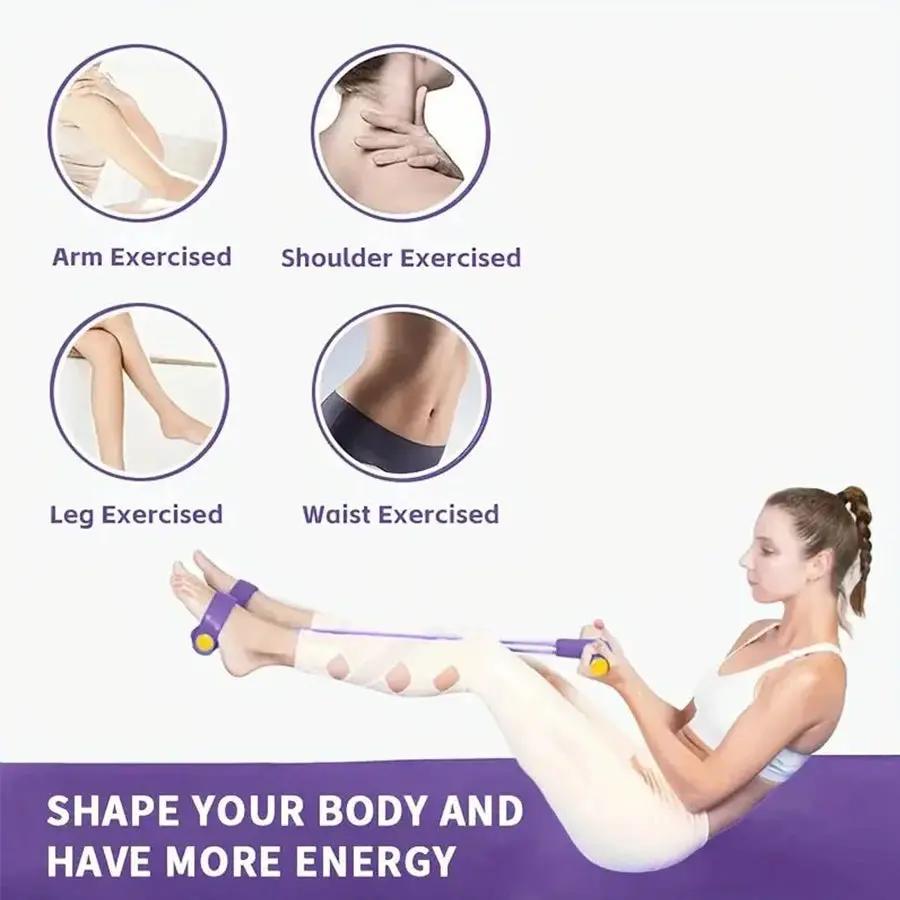 1Pc6-Tube Elastic Yoga Pedal Pull Resistance Band, Suitable for Abdominal/Waist/Arm/Leg Stretching Slimming Training