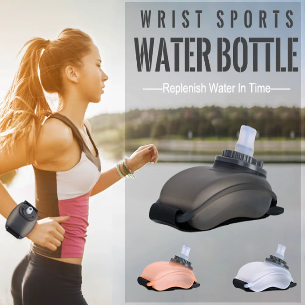 Silicone Wrist-Mounted Water Bottle for Hands-Free Hydration During Sports and Outdoor Activities