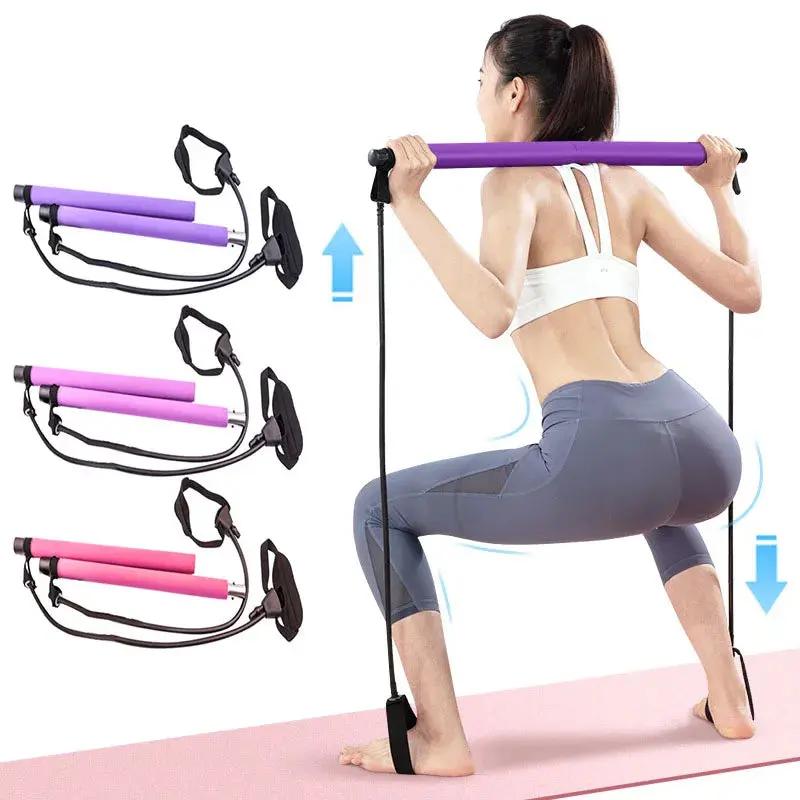 New Fitness Yoga Pilates Bar Stick Crossfit Resistance Bands Trainer Yoga Pull Rods Pull Rope Portable Home Gym Body Workout