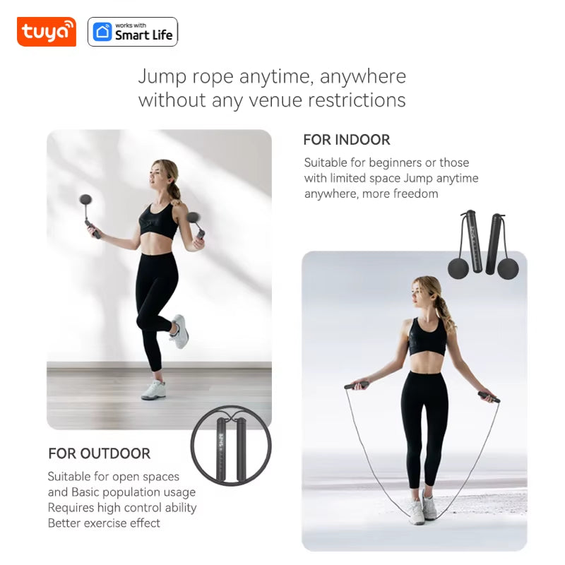 Tuya Smart Jump Rope with App Data Analysis - Ideal for Home Gym, Crossfit, and Exercise Tracking for Men and Women