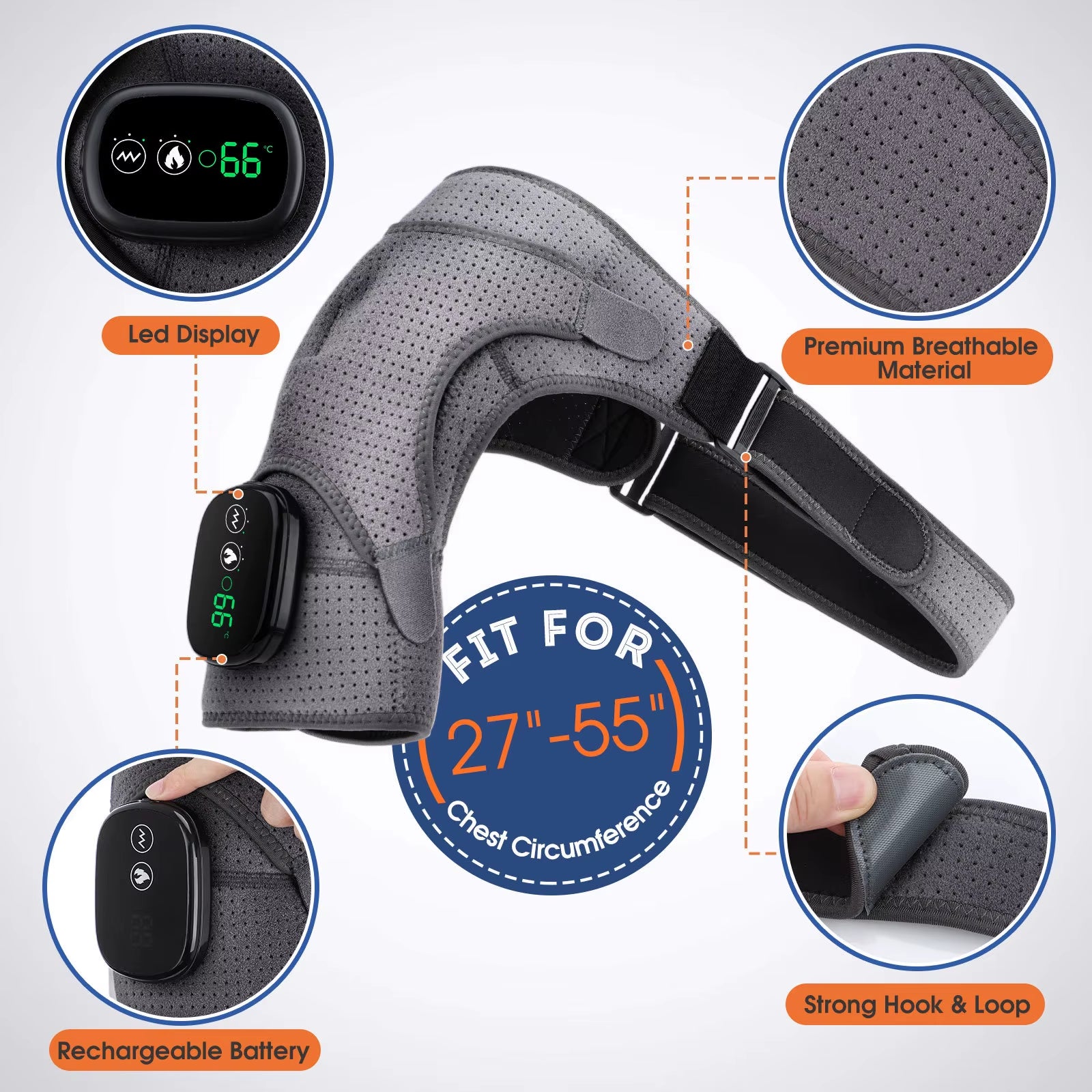 Electric Shoulder Massager with Thermal Therapy, Elbow Support Belt, Vibration Knee Heating Pad, and Joint Care Warming Massage Brace
