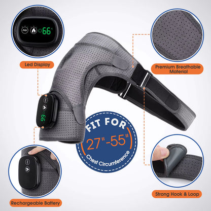 Electric Shoulder Massager with Thermal Therapy, Elbow Support Belt, Vibration Knee Heating Pad, and Joint Care Warming Massage Brace