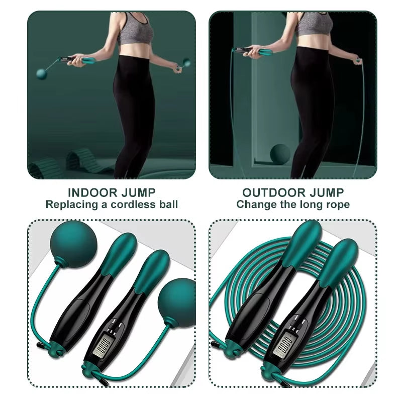 Intelligent Cordless Jump Rope with Negative Weight Ball and Steel Wire for Adult Training and Fitness Equipment